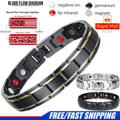 Mens Magnetic Health Bracelet Carpal Tunnel Arthritis Therapy Pain Relief UK • £4.29