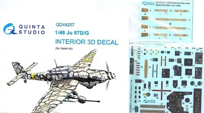 Quinta Studios 1/48 Ju-87D/G STUKA 3D DECAL COLORED INTERIOR SET Italeri • $16.99