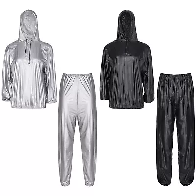 Mens Weight Loss Jogging Sports Suit Drawstring Sauna With Pants Fitness Gym • $14.39