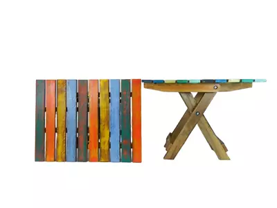Wooden Folding Table Shabby Chic Furniture - Collapsible Table Rectangle - Multi • £29.99