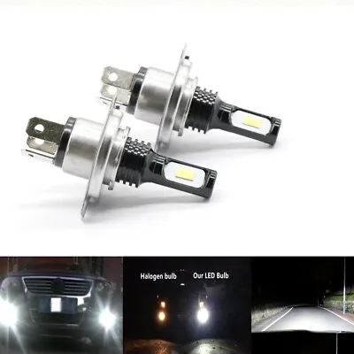 Canbus H4 9003 HB2 SUPER WHITE CSP LED Headlights Bulbs Kit High Low Beam • $7.99