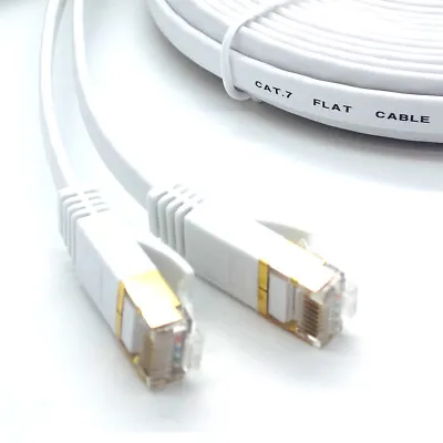 £5.95 • Buy RJ45 Cat7 Ethernet Network LAN Cable Gold Plated Ultra-thin Flat Patch Lead Lot