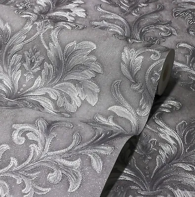 £13.99 • Buy Exclusive Sparkle 2 Silver Grey Damask Glitter Wallpaper (Q105)