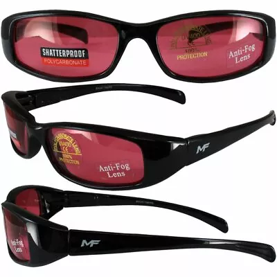 New Mf Bad Attitude Motorcycle Sunglasses Black Frames Red Lens • $10.99