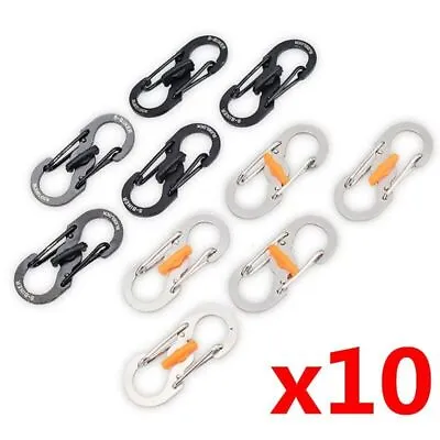 510Pcs Outdoor Camping Carabiner 8 Shaped S Buckle With Lock Mini Keychain • $12.96