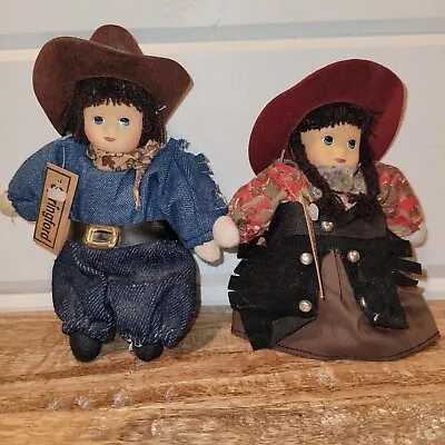 Cowboy And Cowgirl SPRINGFORD 5   Porcelain Face Dolls Chaps Hats • $46.95