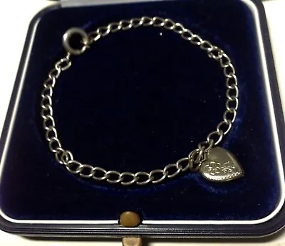 Vintage Sterling Silver Starter Charm Bracelet W/ Etched Puffy Heart Charm- 7  • $44.85