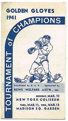 1941 Golden Gloves Vintage Boxing Program Madison Square Garden RARE Nm - Mint • $149.99