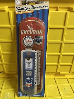 Chevron Standard Gasolines Nostalgic Reproduction Metal Thermometer • $15.99