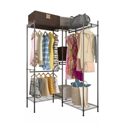 Closet Organizer Metal Garment Rack Portable Clothes Hanger Home Shelf • $104.88