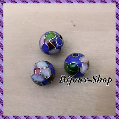 £6.37 • Buy 25 Beads Metal, Painted A La Hand 10mm (Blue)