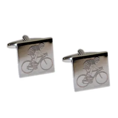 £12.99 • Buy New Cyclist On Bike Engraved Cufflinks X2boe204/9.09 Free Pouch