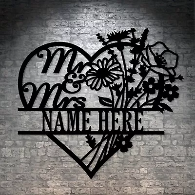 Personalized Mr And Mrs Metal Sign. Customizable Family Name Wall Decor Gift • $229.95