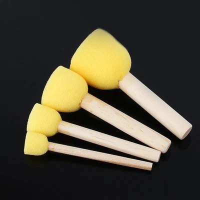 $6.11 • Buy 4Pcs Wooden Handle Stencil Sponge Foam Brush Art Painting Tool US