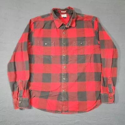 J. Crew Mens Red Buffalo Plaid Flannel Button Shirt XL Lumberjack Classic Fit • $20