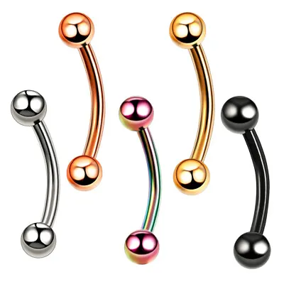 £1.69 • Buy 6mm- 16mm Barbell Piercing Stainless Banana Curved Bar Eyebrow Ear Belly Black