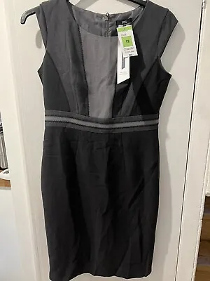 Bnwt Size 12 Marks & Spencer Tailored Grey & Black Dress Sleeveless Workwear • £15.99