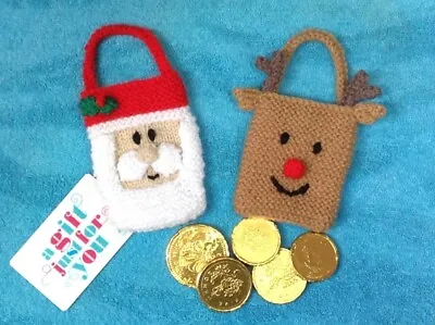 £2.99 • Buy KNITTING PATTERN - Santa And Reindeer Gift Bags Christmas Tree Decoration