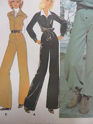 Vintage 70's McCall's YOKED BUTTONED JUMPSUIT Sewing Pattern Women Sz 12 • $15.99