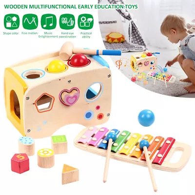 Wooden Hammering Pounding Toy Early Educational Xylophone Musical Toy For HazvV • $59.49