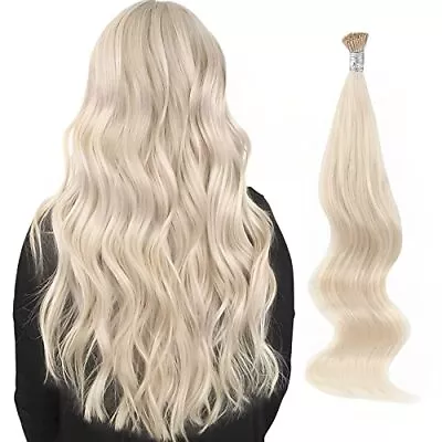  Blonde Hair Extensions 50Gram/50Strands Ash Platinum 18 Inch (I-Tip)#60A • $73.40