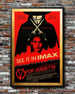 V For Vendetta Hugo Weaving 2006 Movie Poster 24 X36  Borderless Glossy 0664 • $17.98