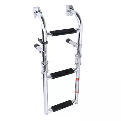 Boat Ladder 3 Steps Stainless Steel Folding Boat Ladder 2+1 Steps Transom Mount • $52.25