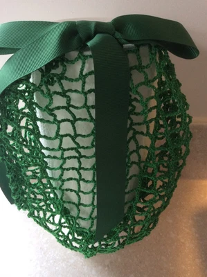 £11 • Buy 1940s Hair Snood/Net Handmade In Grass Green. Wartime Pattern. Fine Yarn
