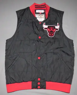 Men's Mitchell & Ness Chicago Bulls Snap Puffer Vest Jacket Medium • $39.99