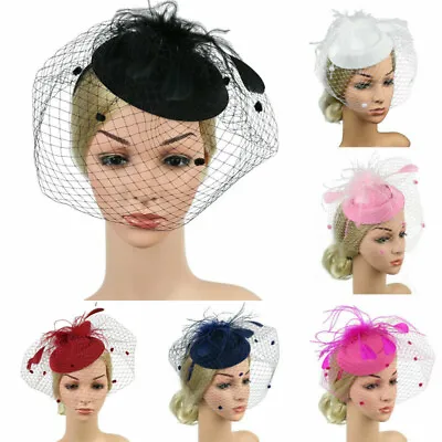 $8.99 • Buy Fascinators Hat Women Wedding Cocktail Tea Party Headwear Mesh Veil Hair Clip