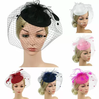 Fascinators Hat Women Wedding Cocktail Tea Party Headwear Mesh Veil Hair Clip • $9.89