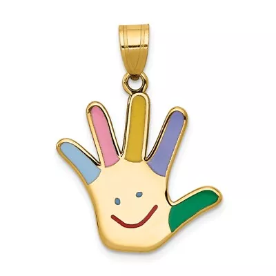 14k Enameled Autism W/Happy Face Handprint Pendant • £346.64