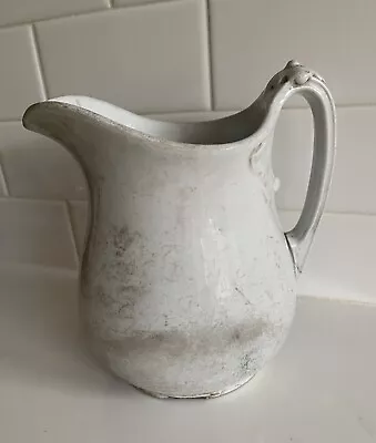 Antique Ironstone Thomas Hughes Stained China White Pitcher Patina Character • $79