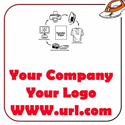 Your Company Logo URL Print Iron On Fabric Heat Transfer T Shirt Hen Party Top • £3.99