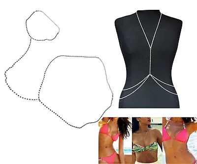 £3.83 • Buy Body Chain Jewellery Bikini Waist Silver Belly Chain Harness Slave Necklace