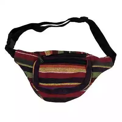 Fanny Pack Cotton Adjustable Waist Hip Bag Boho Hippie Rasta Purse • $9.99