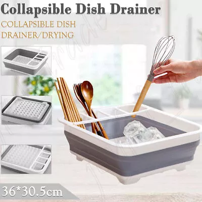 Portable Collapsible Dish Rack Drainer Drying Cutlery Dryer Space Saving Kitchen • $13.35