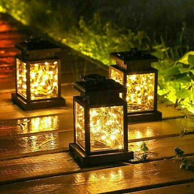 £13.49 • Buy 3x Waterproof LED Solar Powered Hanging Lantern Lights Outdoor Garden Table Lamp