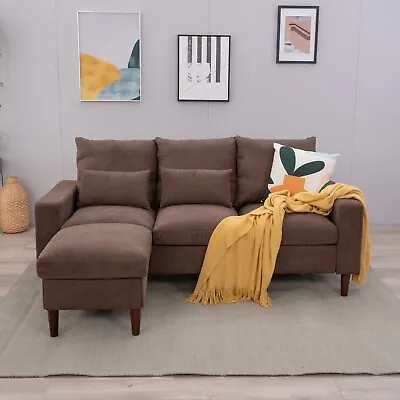 L Shaped Couch Reversible Sectional Fabric Sofa Set Convertible Sofa Living Room • $279.99