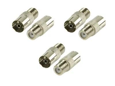 3X F Type Plug Female Screw Connector Socket To RF Coax Aerial Male Adapter A... • £2.89