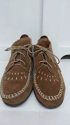 Women's Minnetonka Shoes - Size 8 Brown Suede Mid Rise Lace Up Moccasins • $19.99