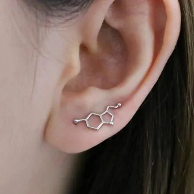 Serotonin Molecule Earring Ear Studs Climbers Science Stud Earrings Girl Jewelry • $10.64