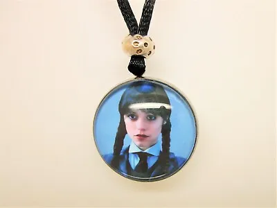 Wednesday Addams Family Jenna Ortega Photo Cabochon Pendant  Necklace Soft Cord • £3.99