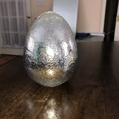 6  Silver Mouth Blown ART Glass Large Decorative Egg • $39.99