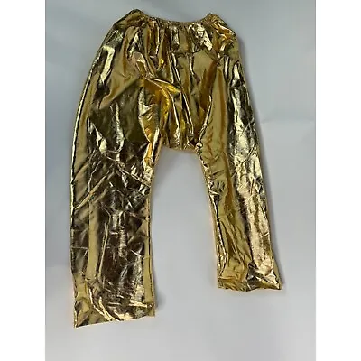 Rubie's Gold Lame Harem MC Hammer Disco Pants OS Gold Polyester • £18.82