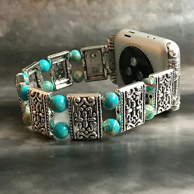 $86.42 • Buy Apple Watch Band Women IWatch Jewelry Fitbit Bracelet Tibetan Silver Varascite