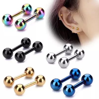 Surgical Stainless Steel Ear Piercing Studs Earrings High Polished For Women Men • $2.69