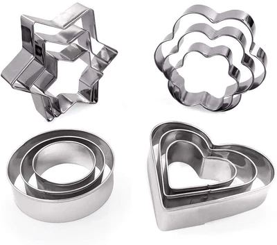 £10.89 • Buy Cookie Cutters Shapes Baking Set, 12PCS Flower Round Heart Star Shape Biscuit St
