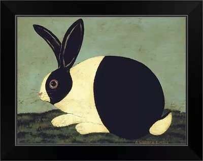 Cozy Bunny Black Framed Wall Art Print Rabbit Home Decor • $54.99