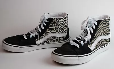 VANS SK8-Hi Safari Multi Leopard & Zebra Canvas & Suede Lace-Up Sneakers Sz 9/40 • $39.99